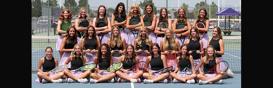 Picture of Girls Tennis Team sitting in rows