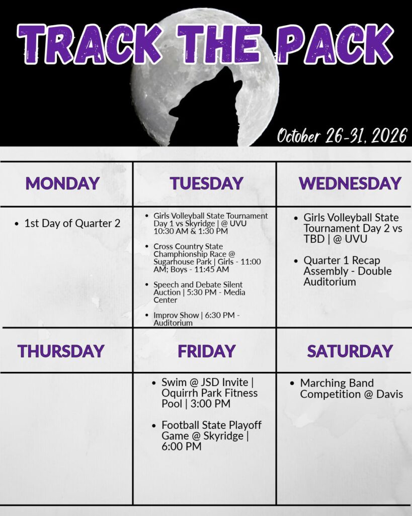 Listing of events that can also be found on the school calendar