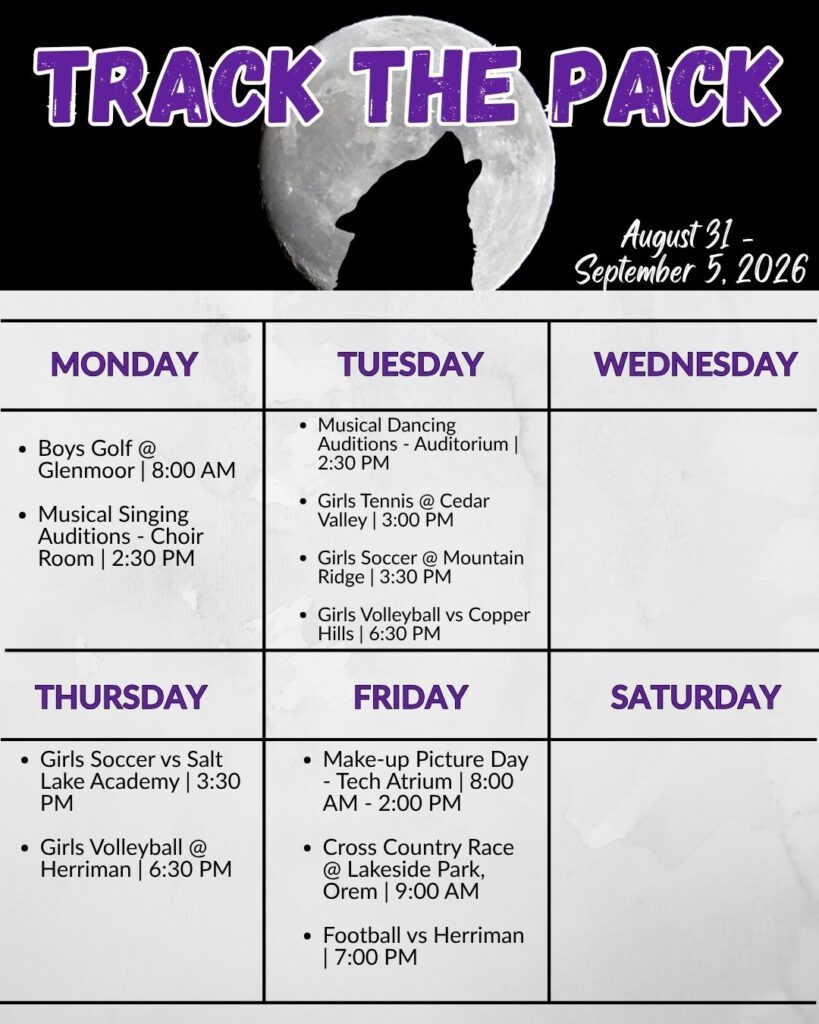List of activities.  Same events as on the school calendar